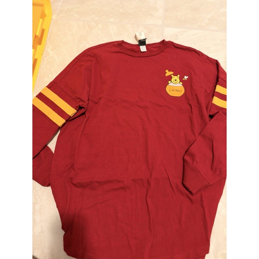 Disney Our Universe Winnie the Pooh Hundred Acre Wood Red Long Sleeve Shirt S